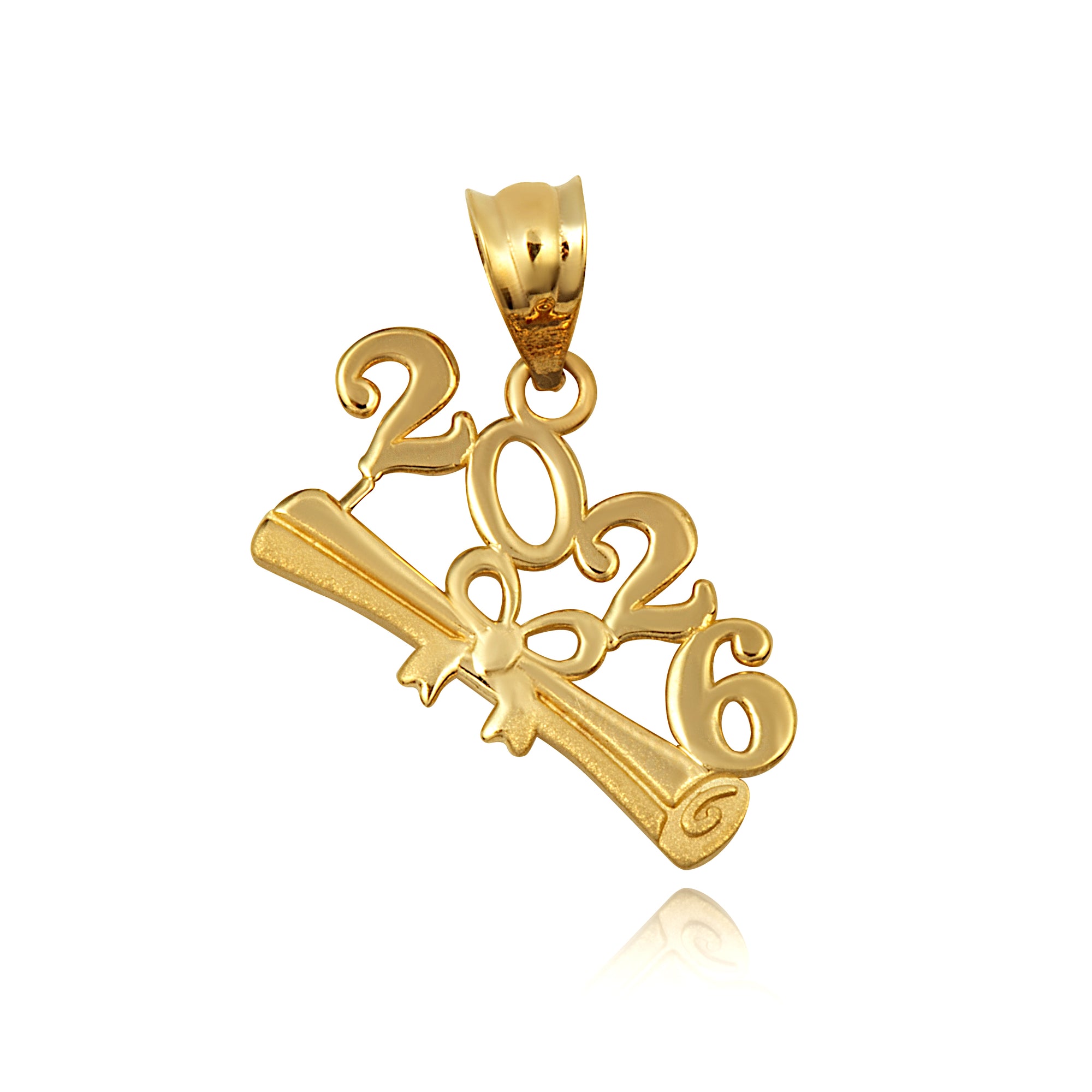 Gold Class Of 2024 to 2027 Graduation Diploma Ribbon Pendant Necklace, view 7