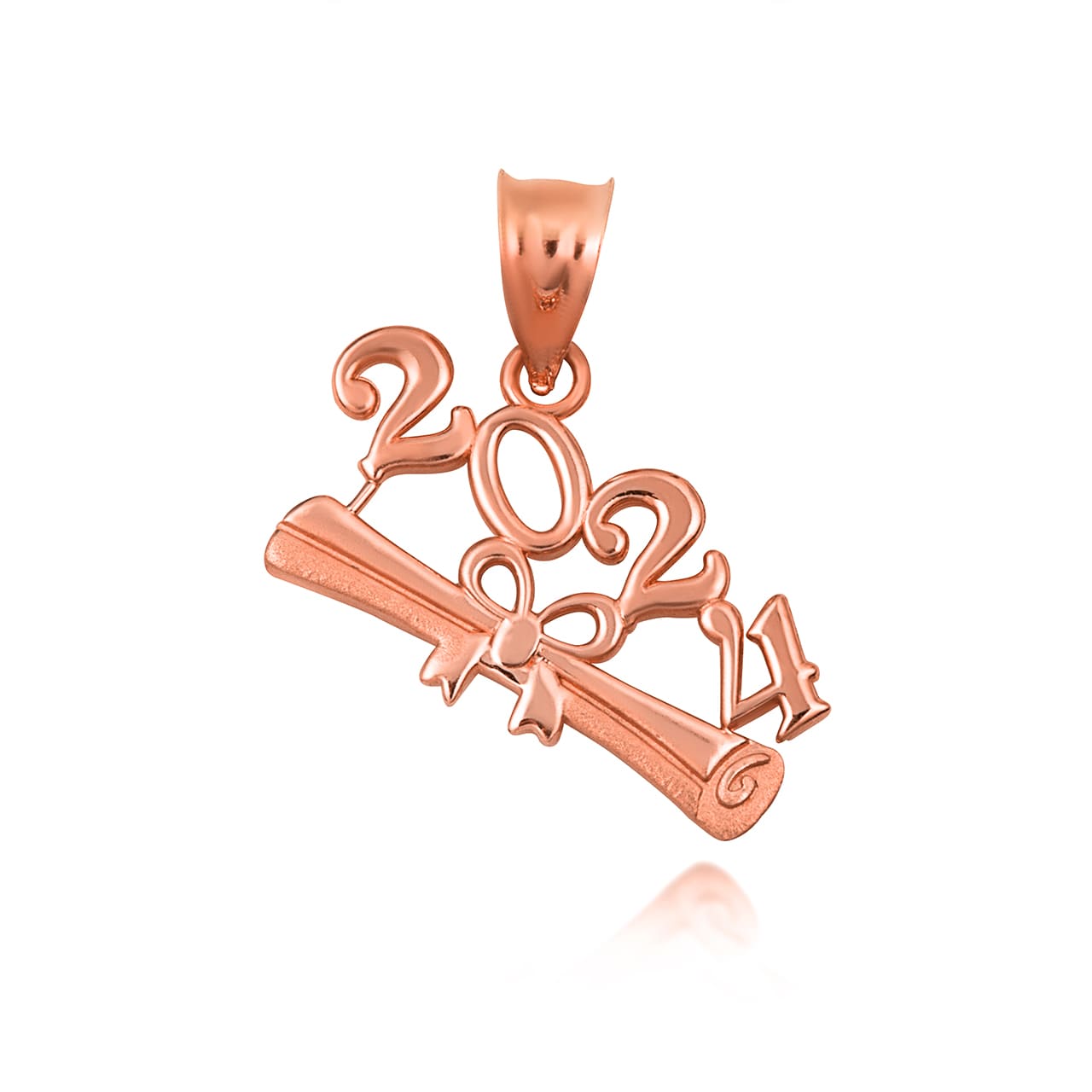 Gold Class Of 2024 to 2027 Graduation Diploma Ribbon Pendant Necklace, view 9