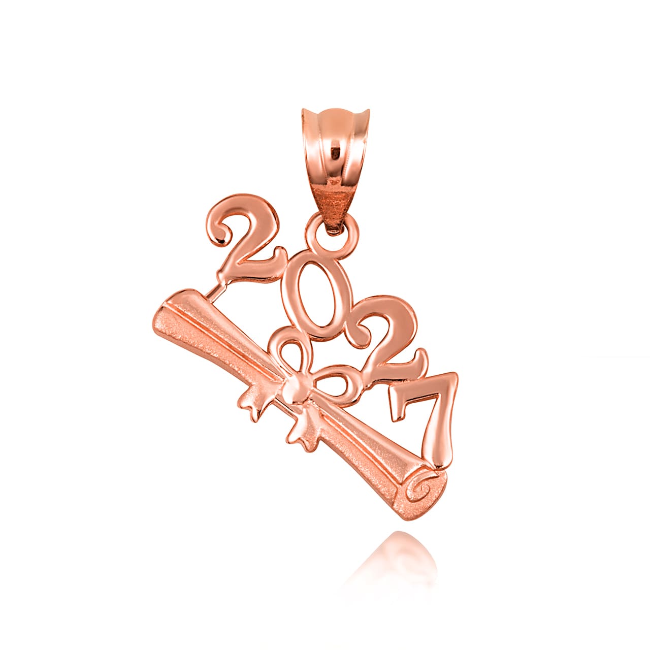 Gold Class Of 2024 to 2027 Graduation Diploma Ribbon Pendant Necklace, view 12