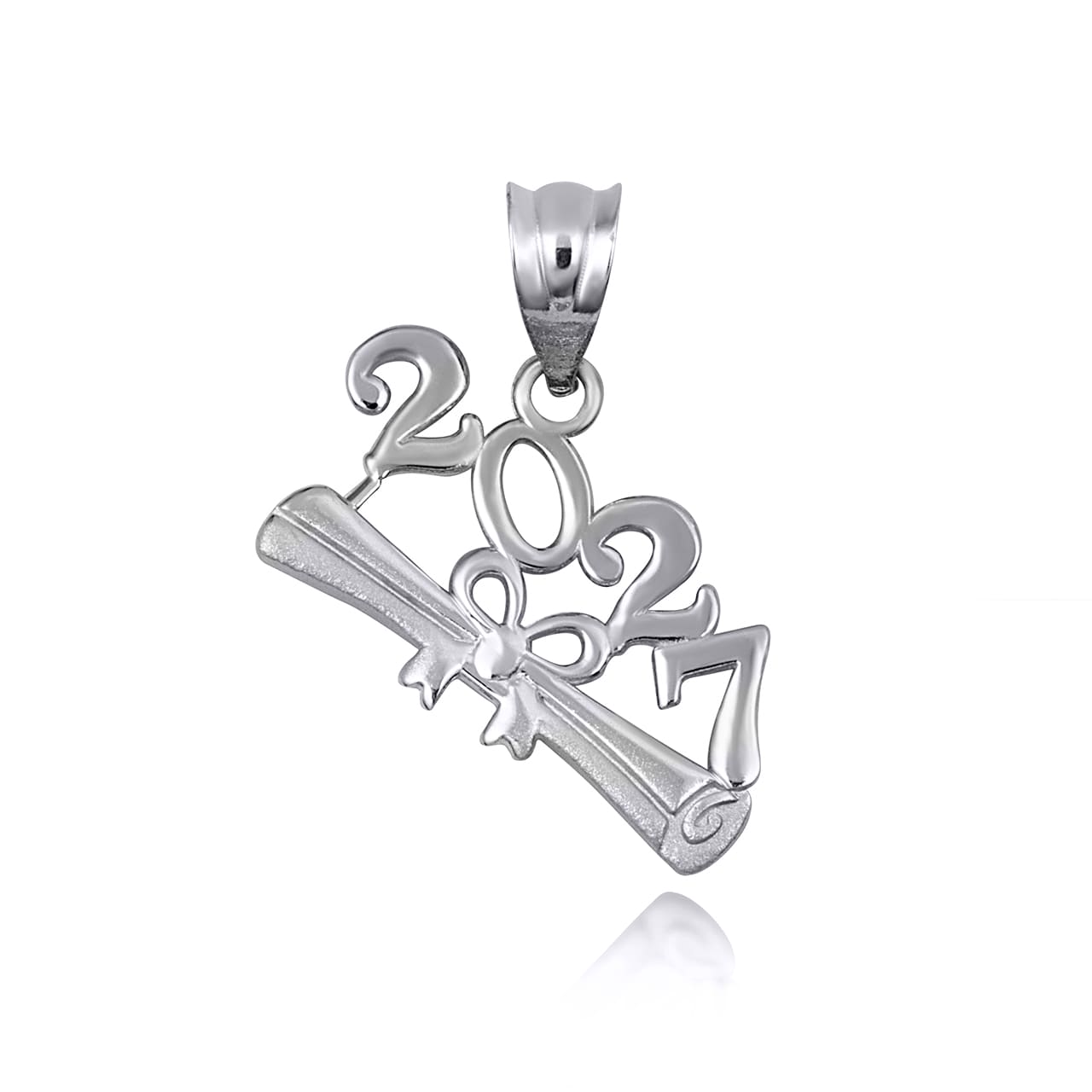 Gold Class Of 2024 to 2027 Graduation Diploma Ribbon Pendant Necklace, view 16