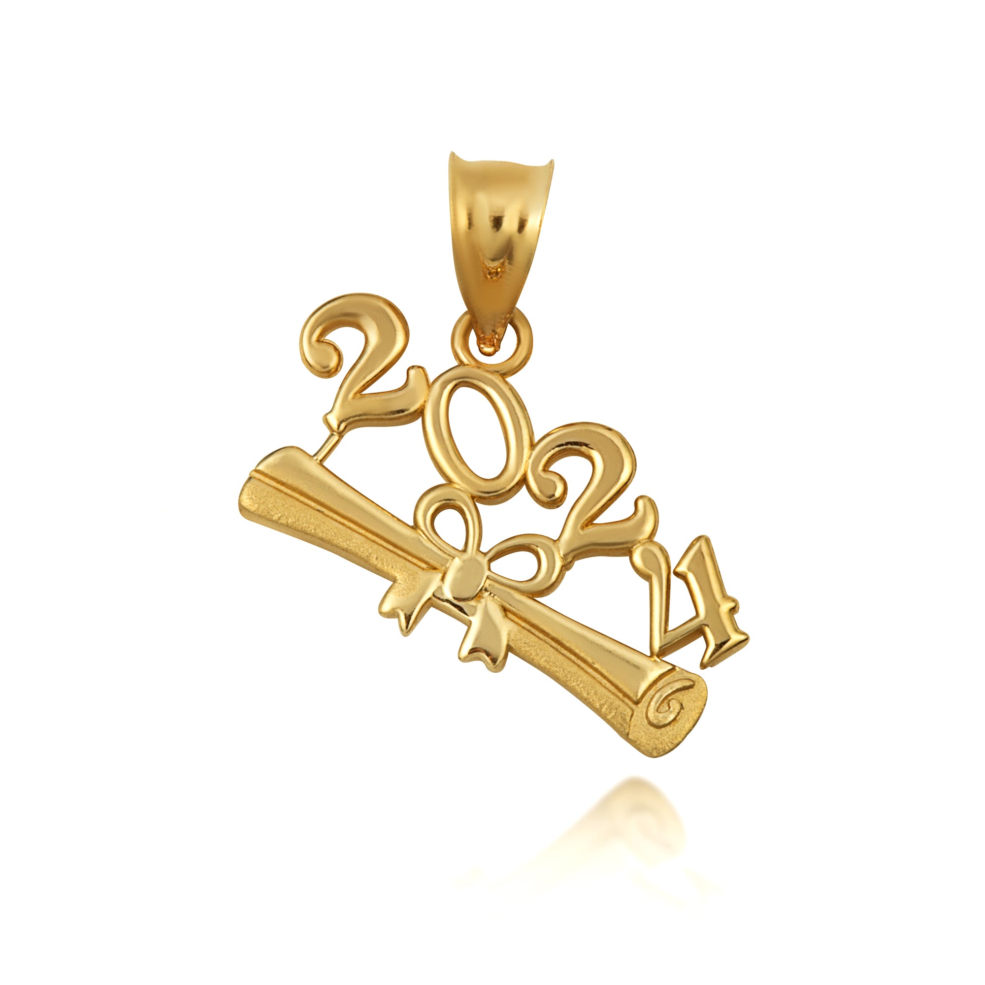 Gold Class Of 2024 to 2027 Graduation Diploma Ribbon Pendant Necklace, view 17