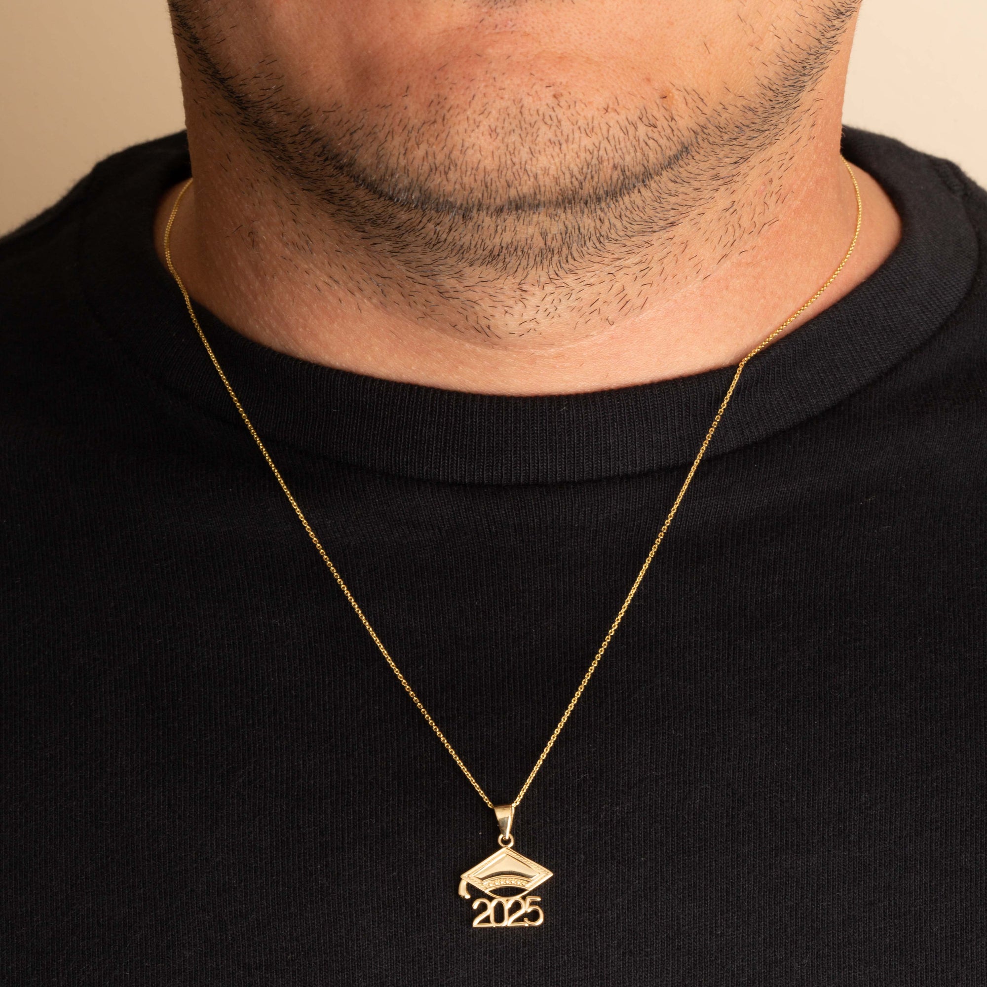 Gold Class Of 2025-2026 Graduation Cap Pendant Necklace, view 3
