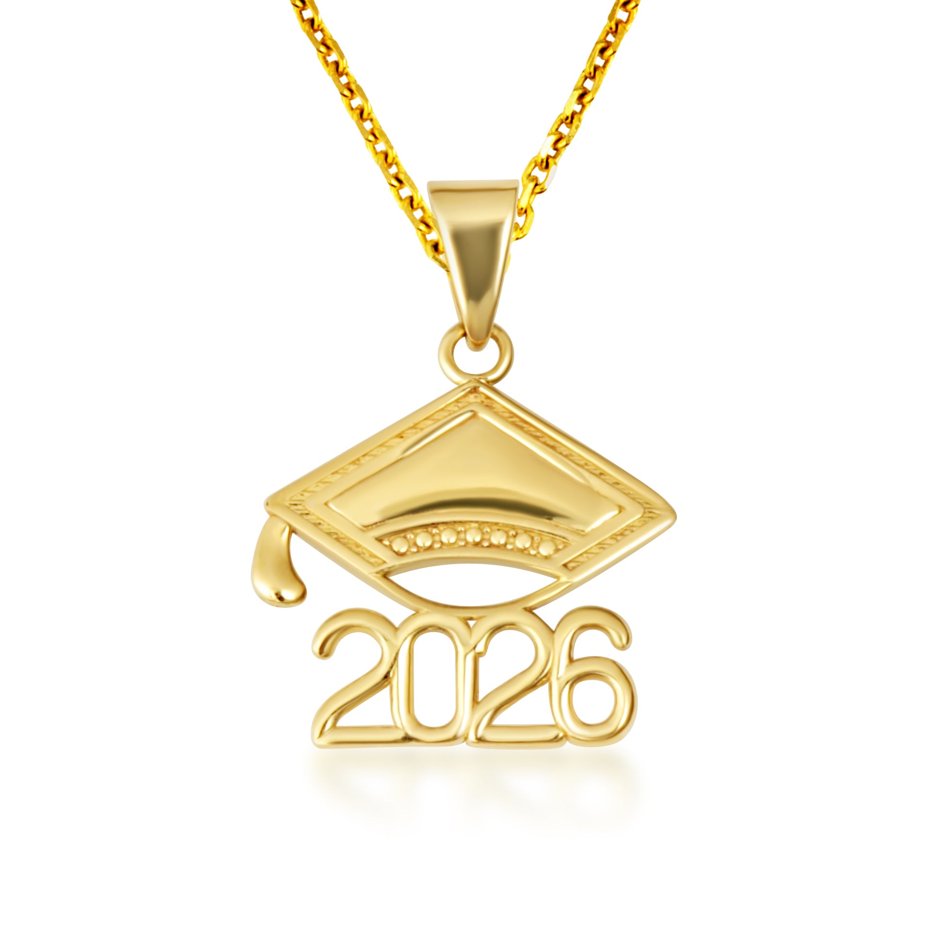 Gold Class Of 2025-2026 Graduation Cap Pendant Necklace, view 9