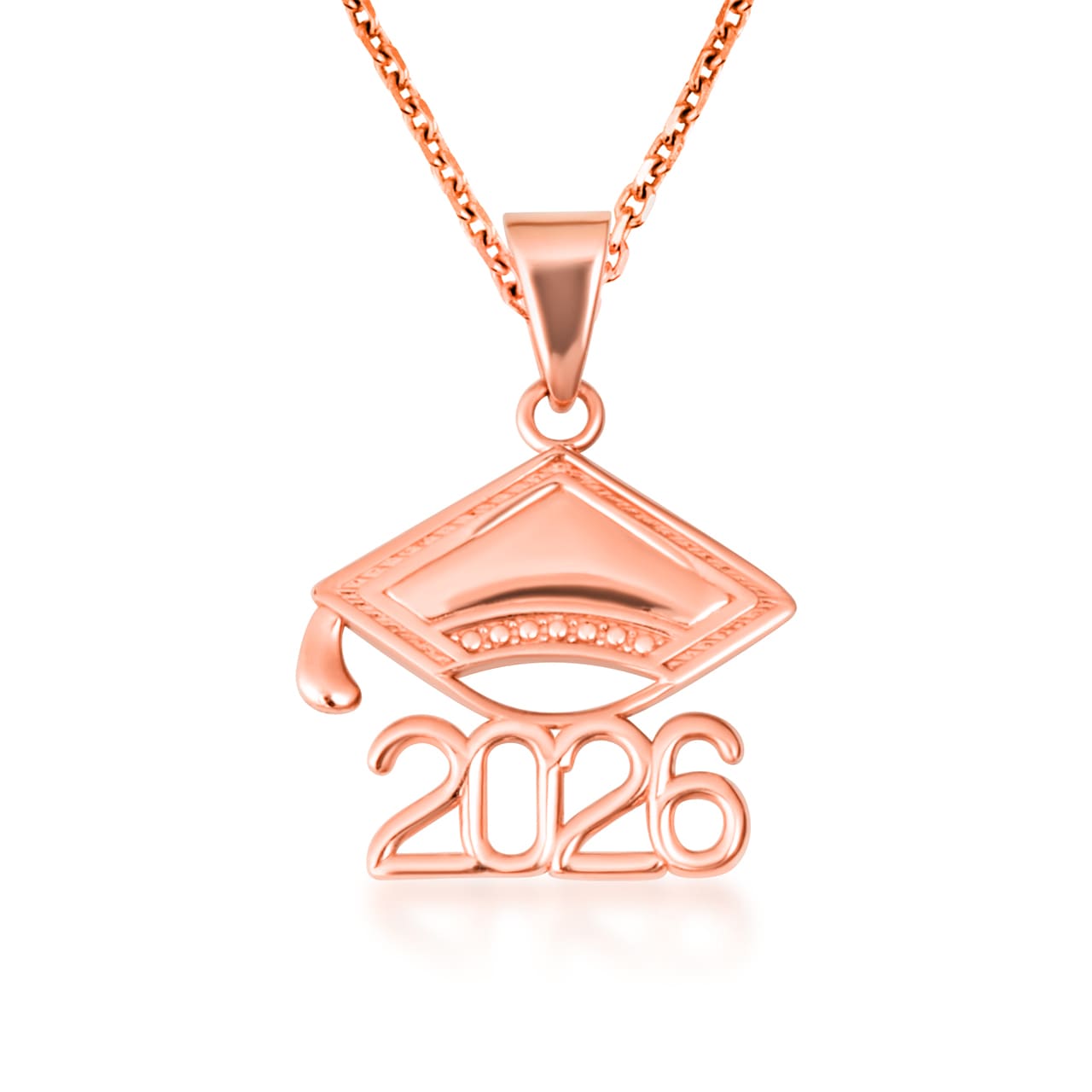 Gold Class Of 2025-2026 Graduation Cap Pendant Necklace, view 17