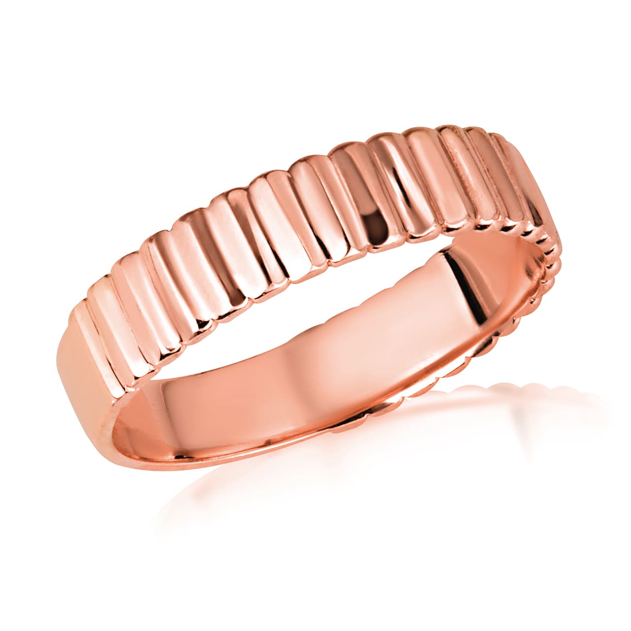 Gold Classic Ribbed Band Ring, view 4