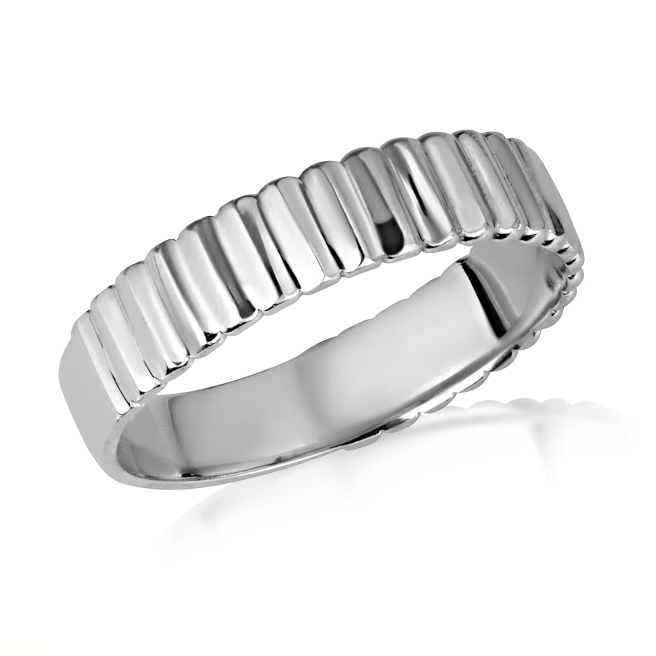 Gold Classic Ribbed Band Ring, view 5