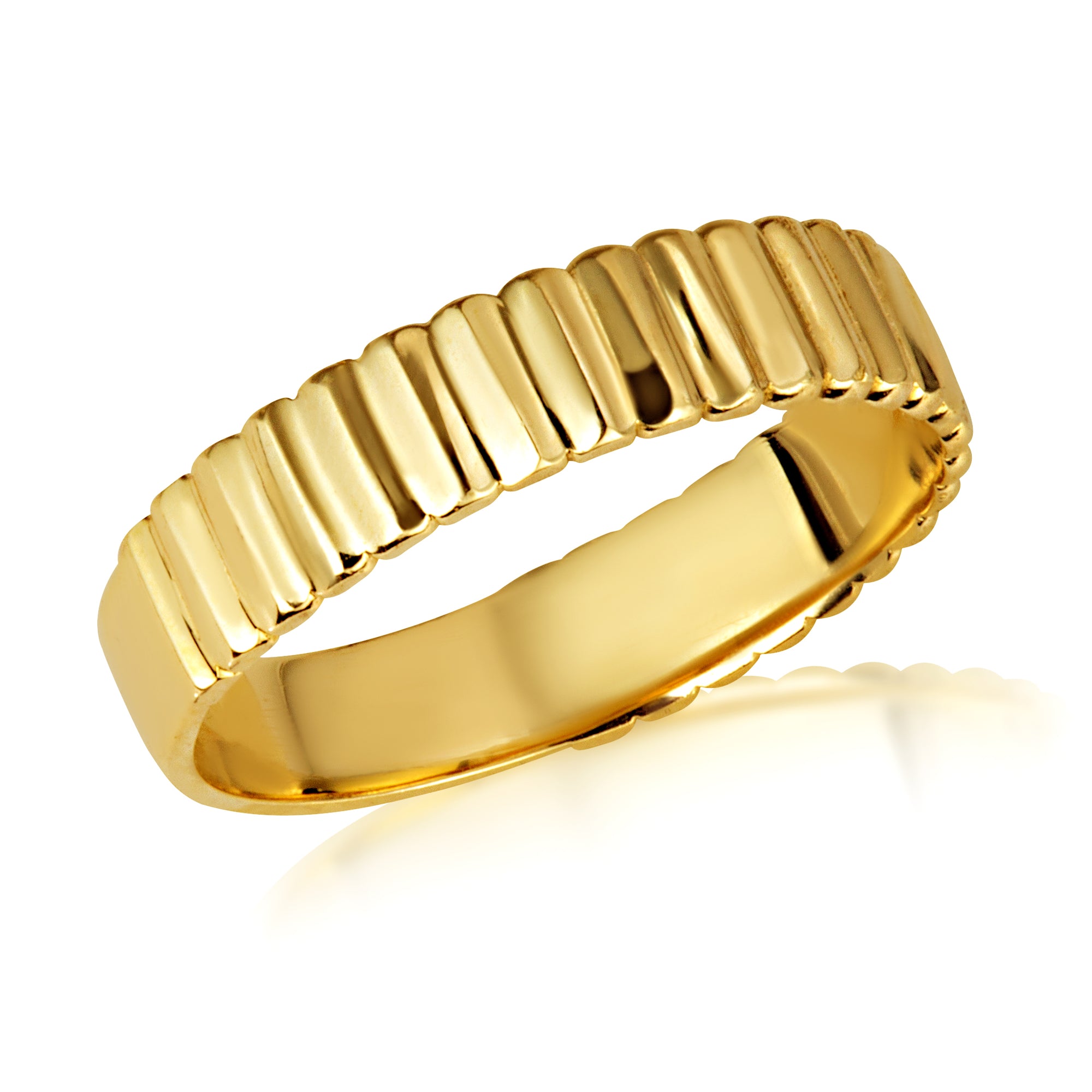 Gold Classic Ribbed Band Ring, view 6