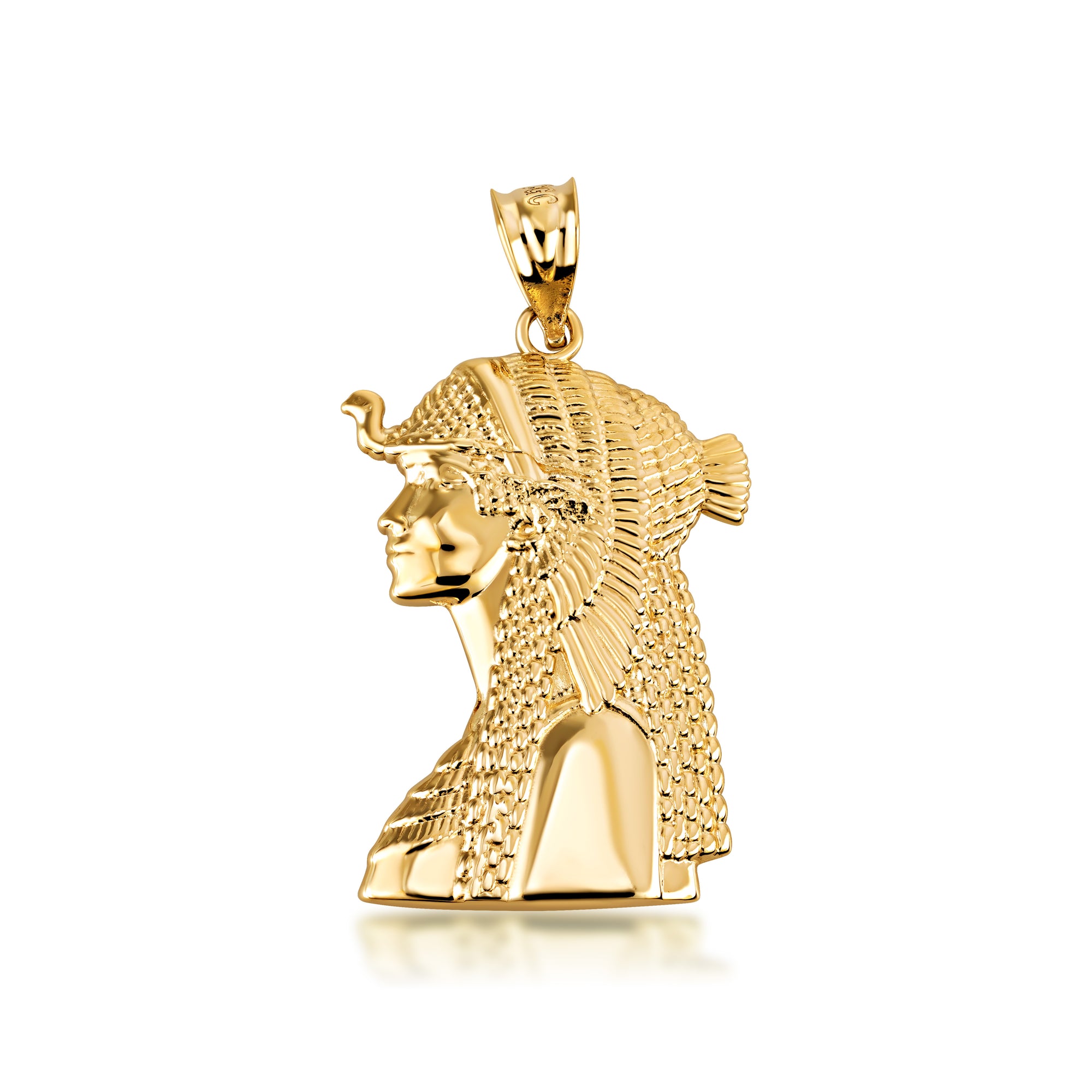 Gold Cleopatra Egyptian Queen Pendant Necklace, view 4