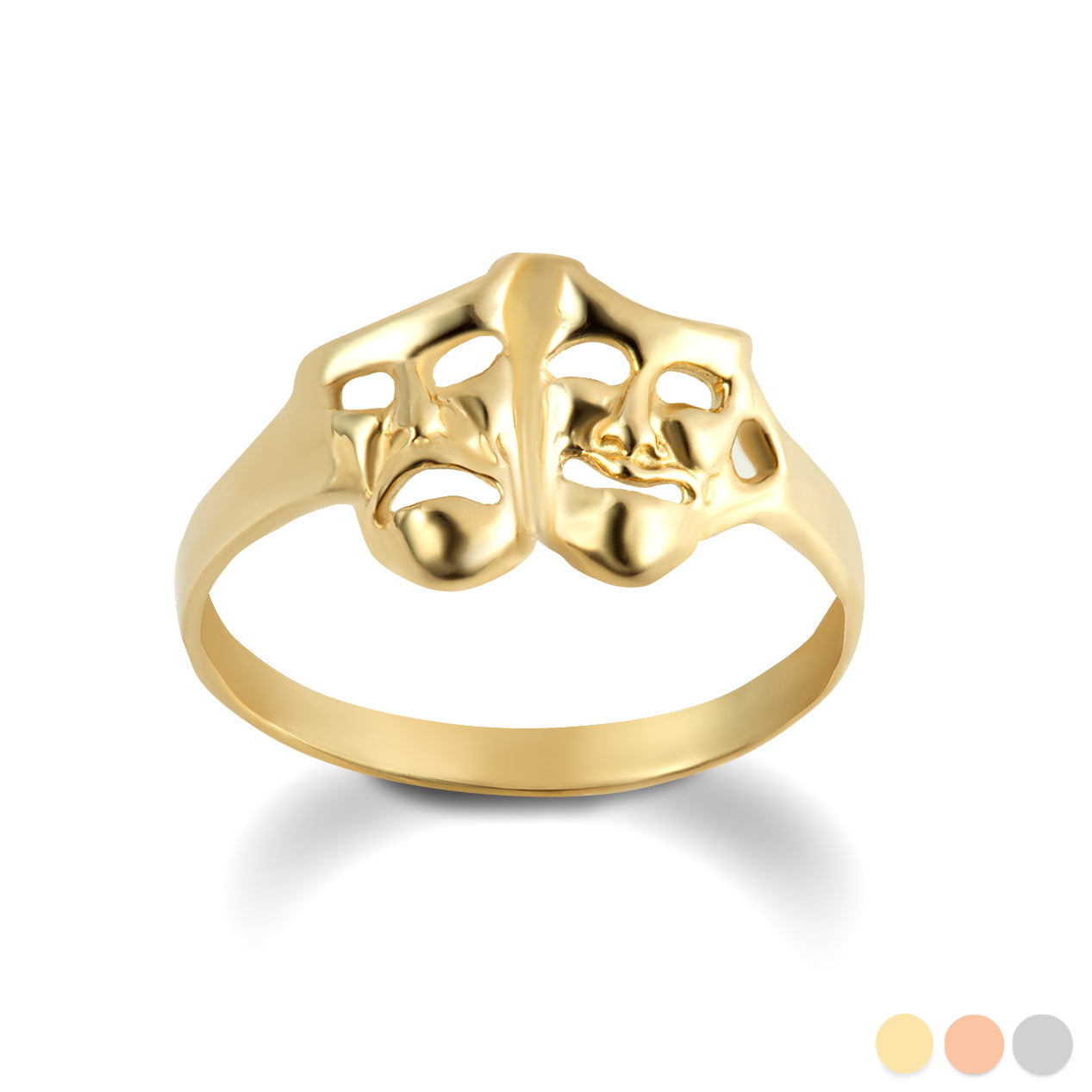 Gold Comedy & Tragedy Theater Masks Ring