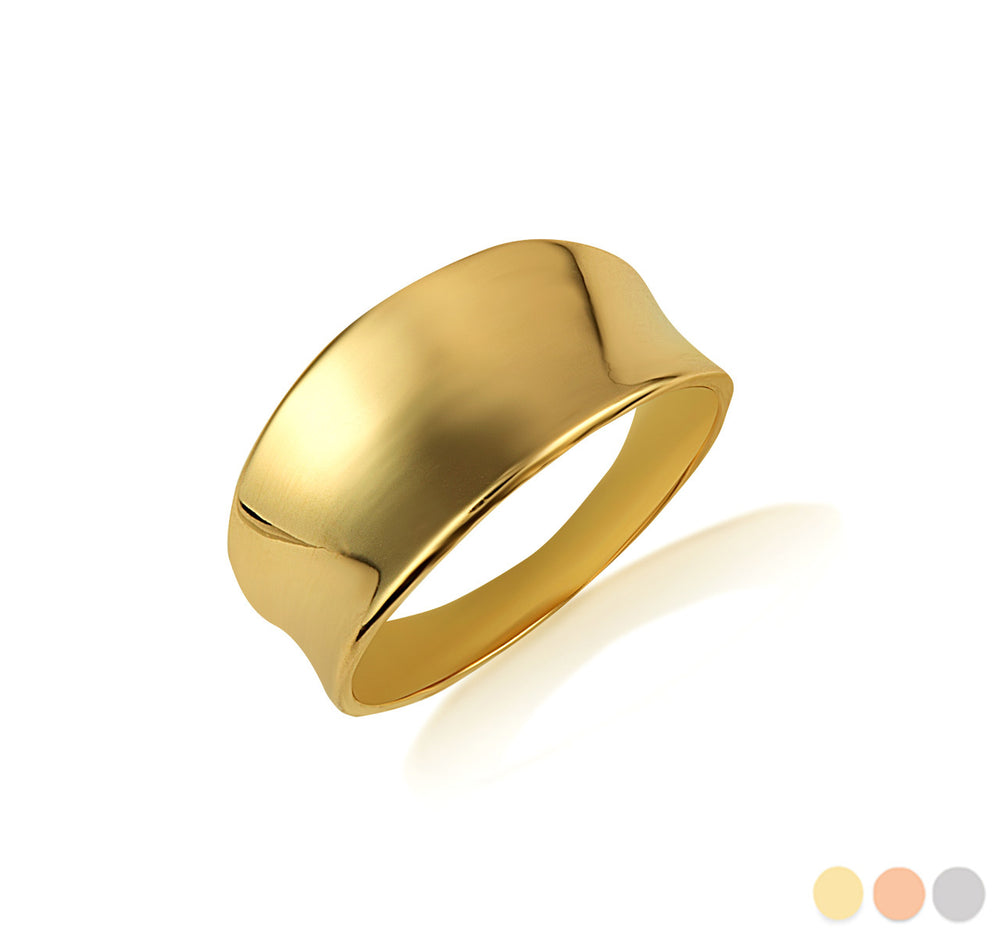 Gold Concave Wide Band Ring