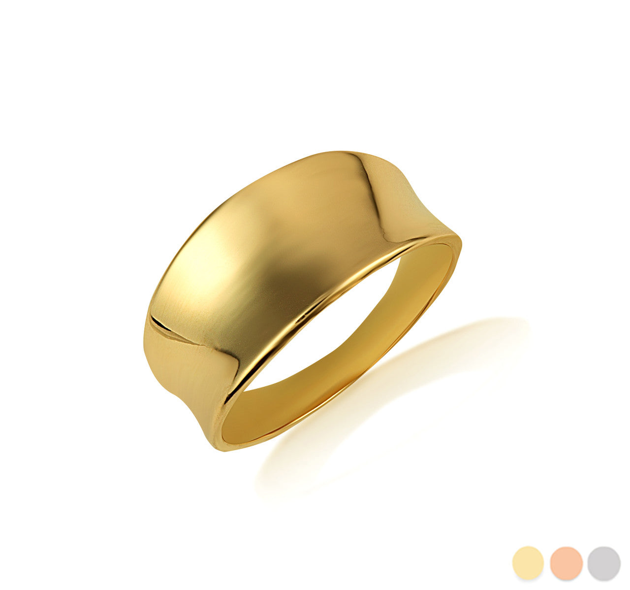 Gold Concave Wide Band Ring