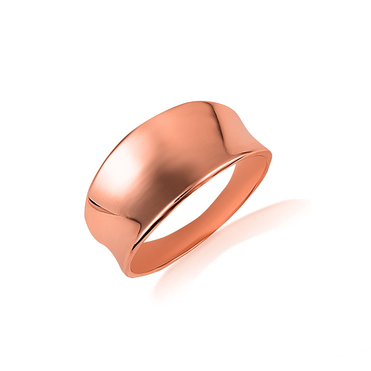 Gold Concave Wide Band Ring, view 3