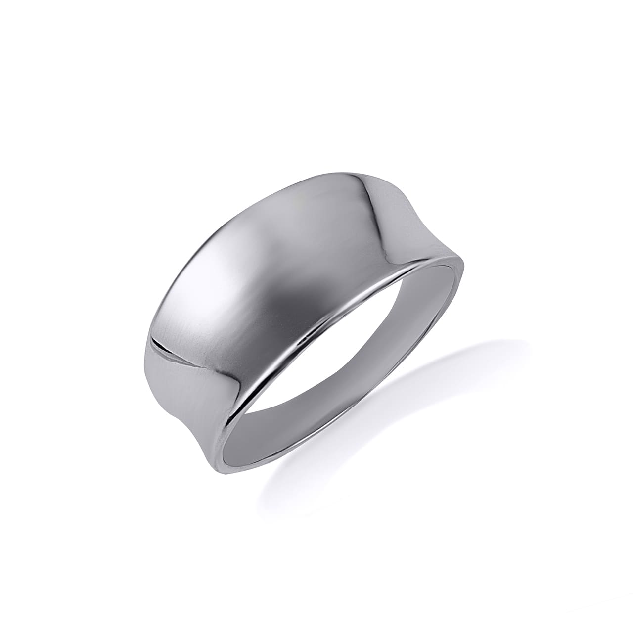 Gold Concave Wide Band Ring, view 4