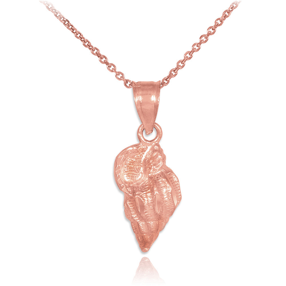 Gold Conch Shell Charm Pendant Necklace, view 4
