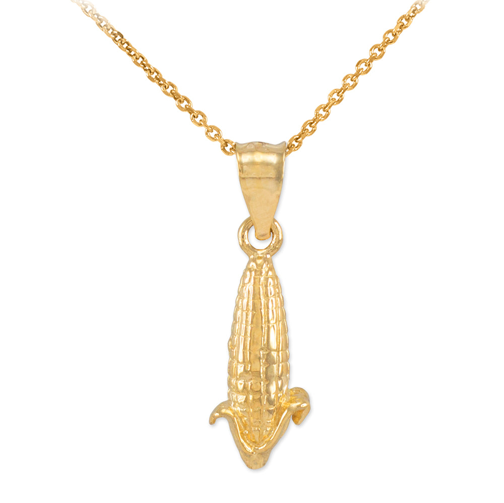 Gold Corn Charm Pendant Necklace