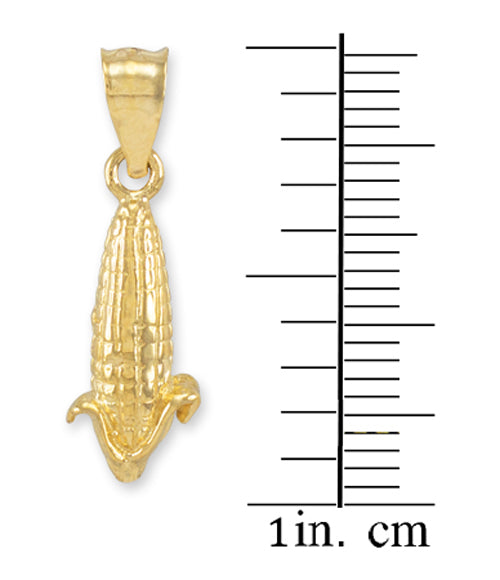 Gold Corn Charm Pendant Necklace, view 3