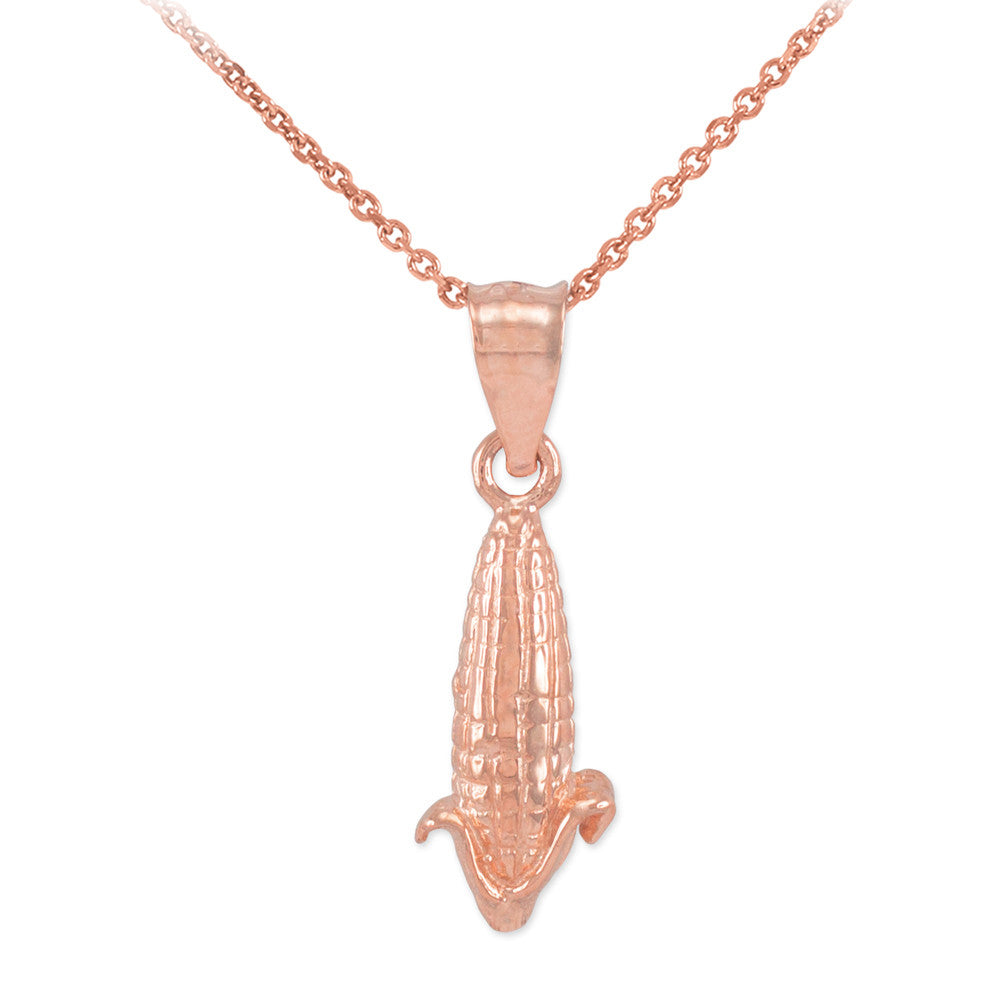 Gold Corn Charm Pendant Necklace, view 4