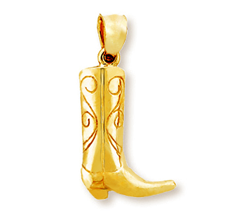 Gold Cowboy Boot Pendant