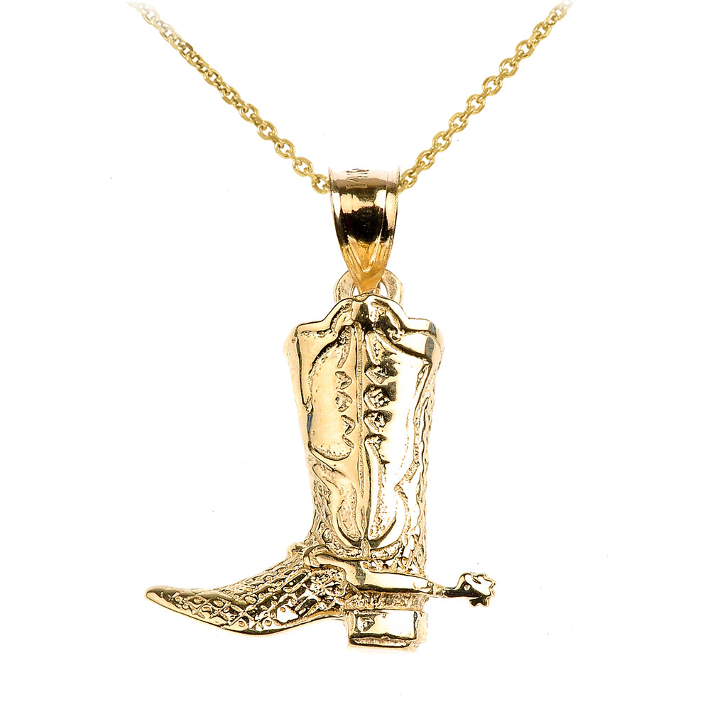 Gold Cowboy Boot Pendant Necklace