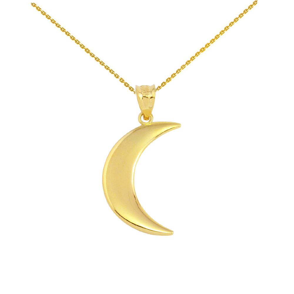 Gold Crescent Moon Pendant Necklace