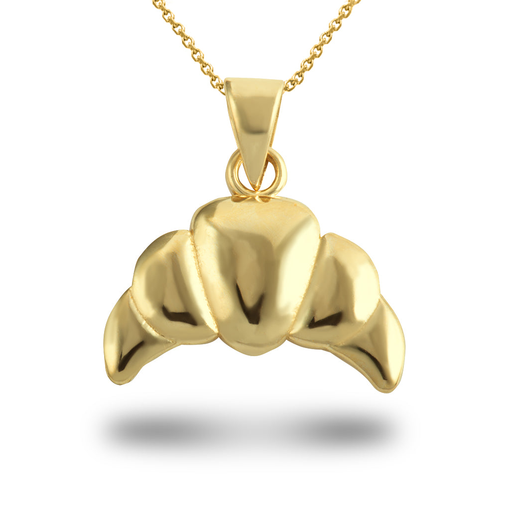 Gold Croissant Charm Pendant Necklace, view 3