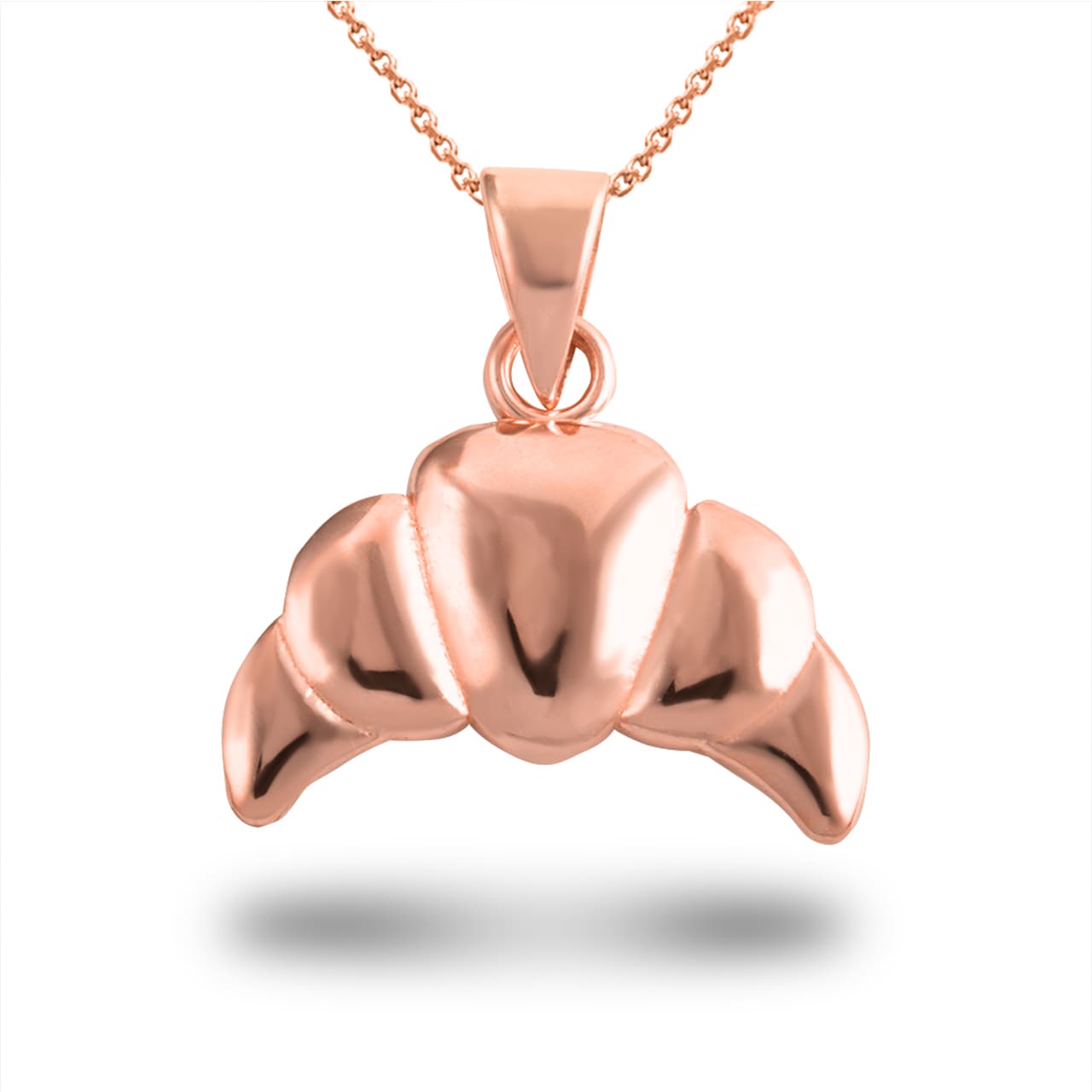 Gold Croissant Charm Pendant Necklace, view 6