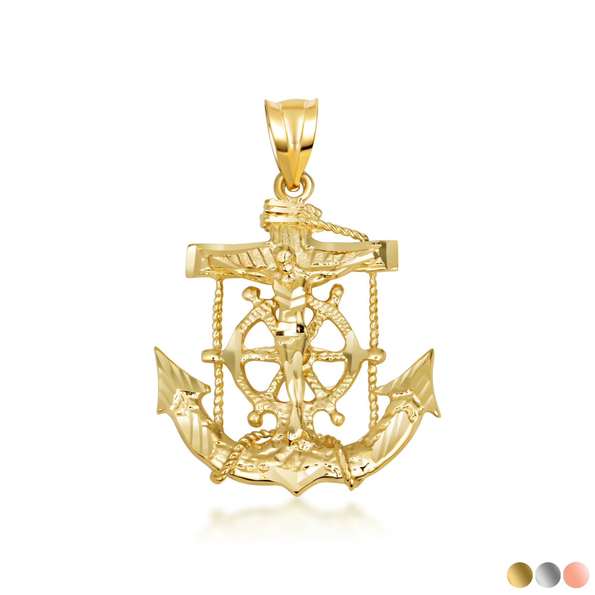 Gold Cross Crucifix Anchor Necklace
