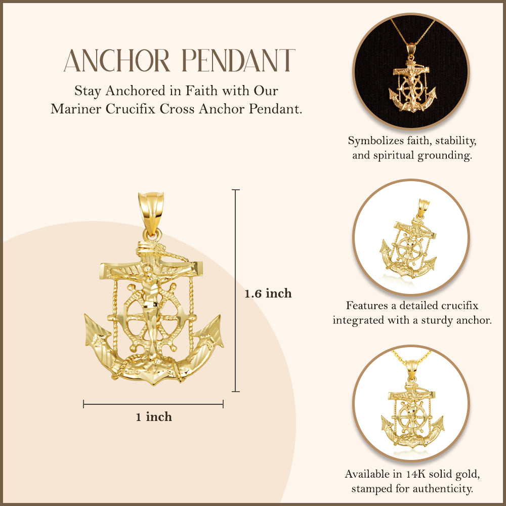 Gold Cross Crucifix Anchor Necklace, view 4