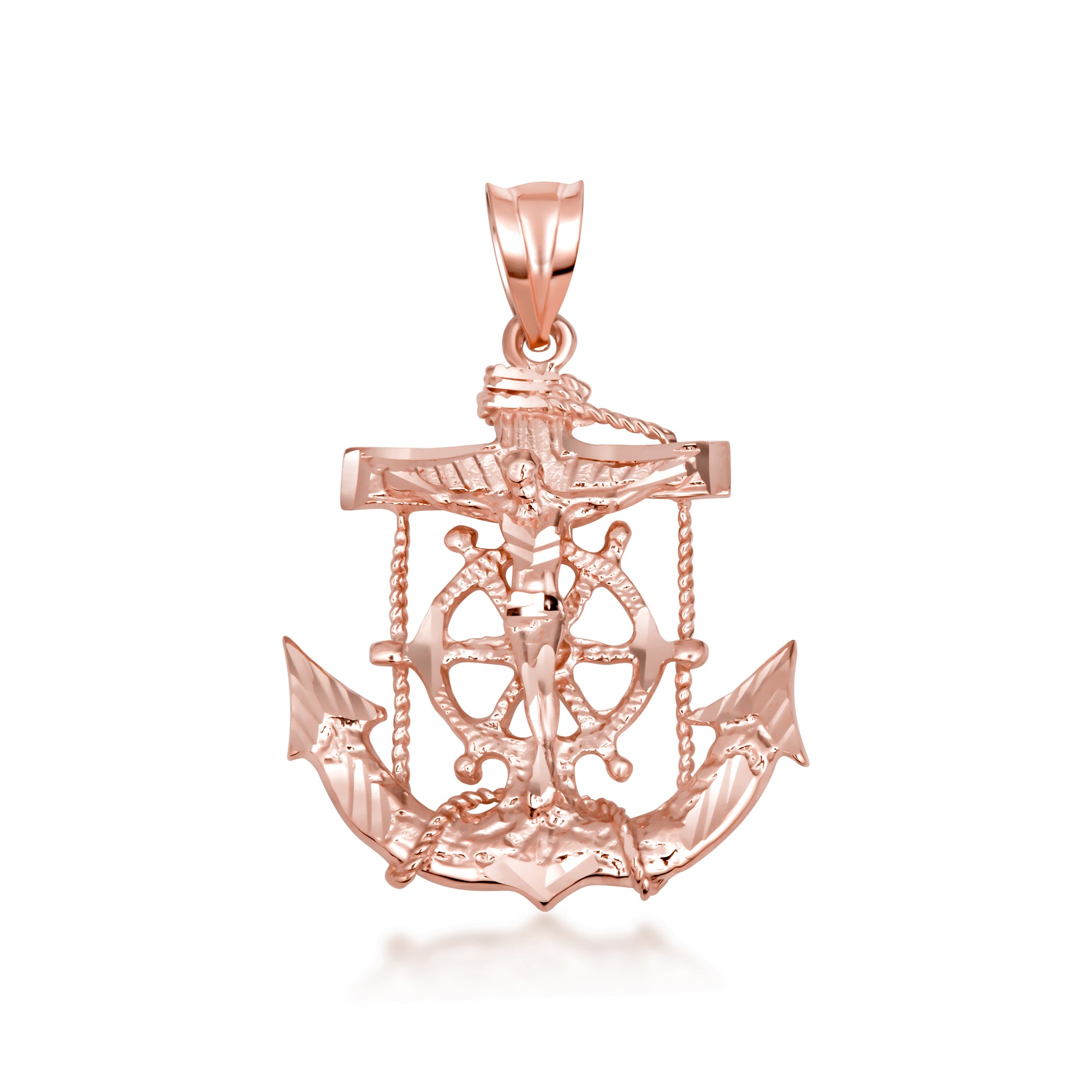 Gold Cross Crucifix Anchor Necklace, view 6