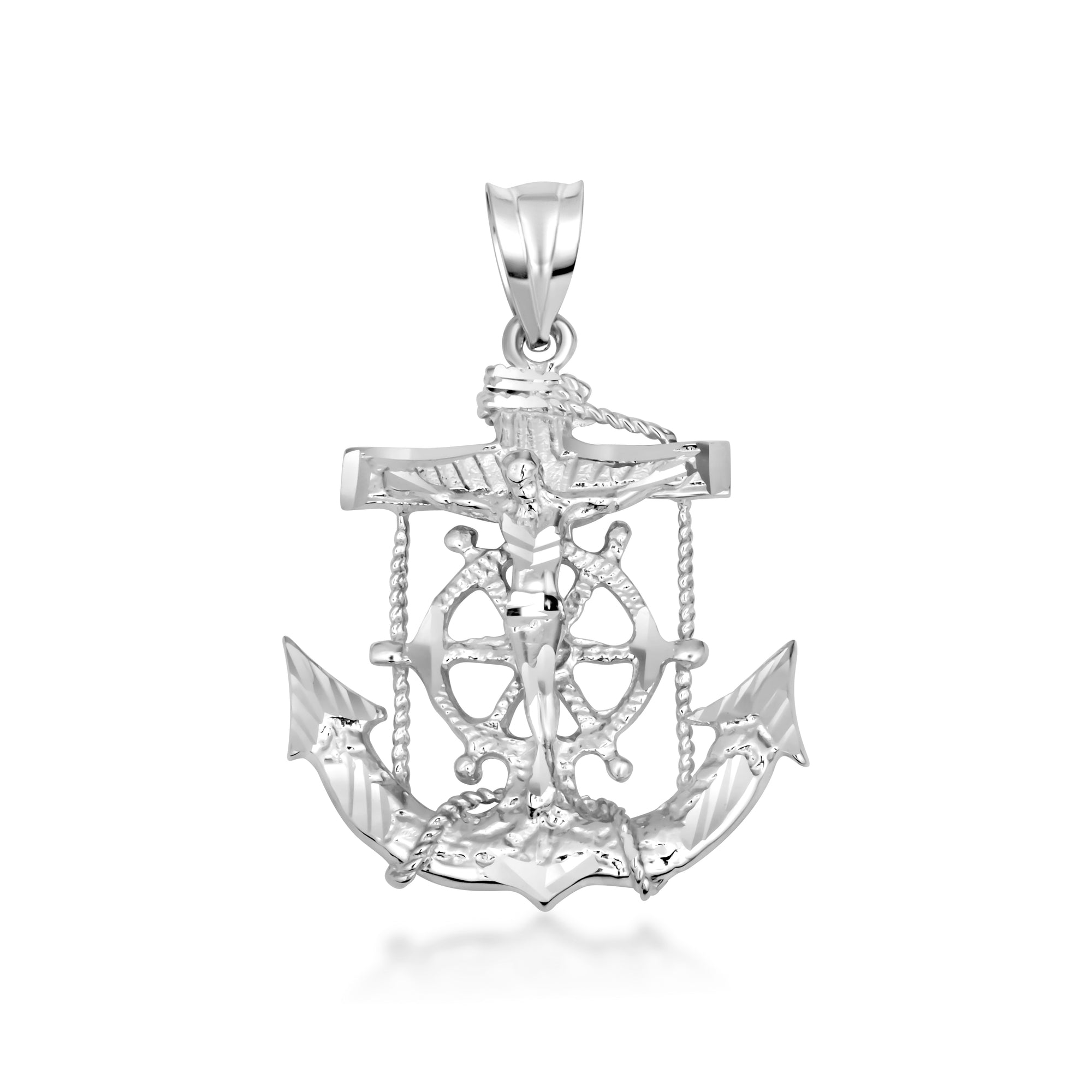 Gold Cross Crucifix Anchor Necklace, view 8
