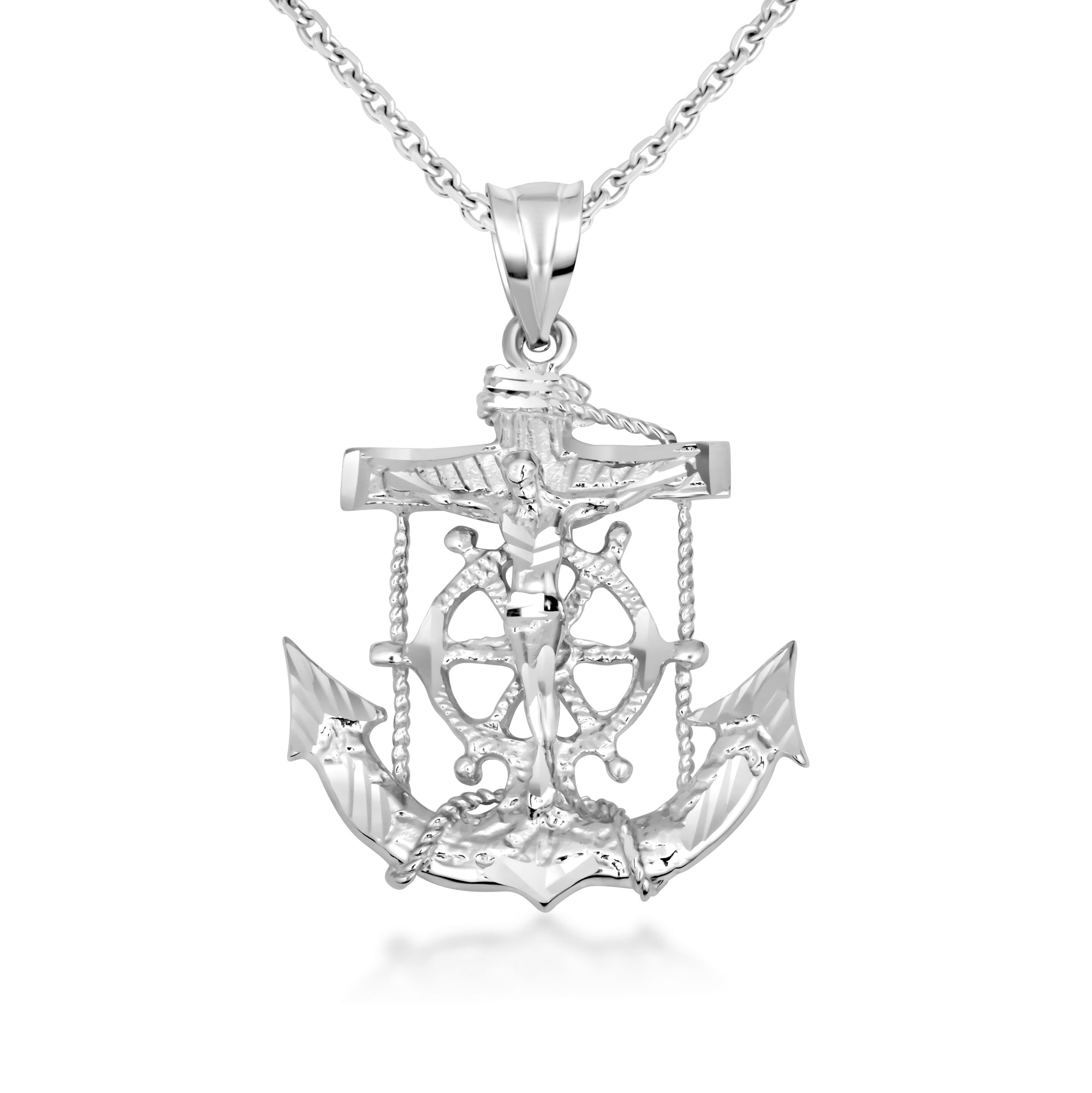 Gold Cross Crucifix Anchor Necklace, view 9