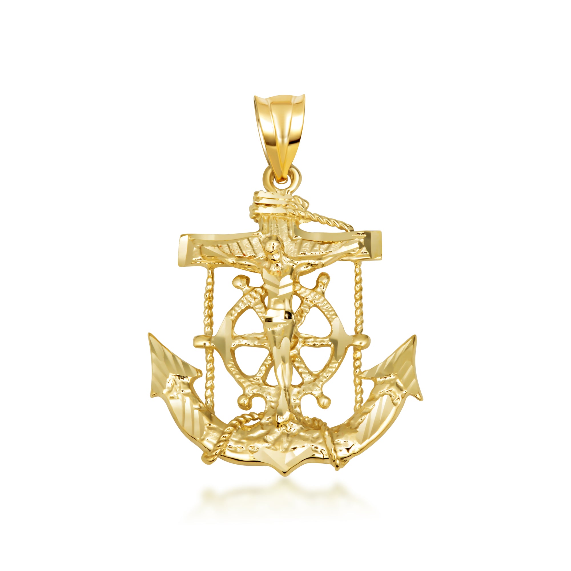 Gold Cross Crucifix Anchor Necklace, view 10