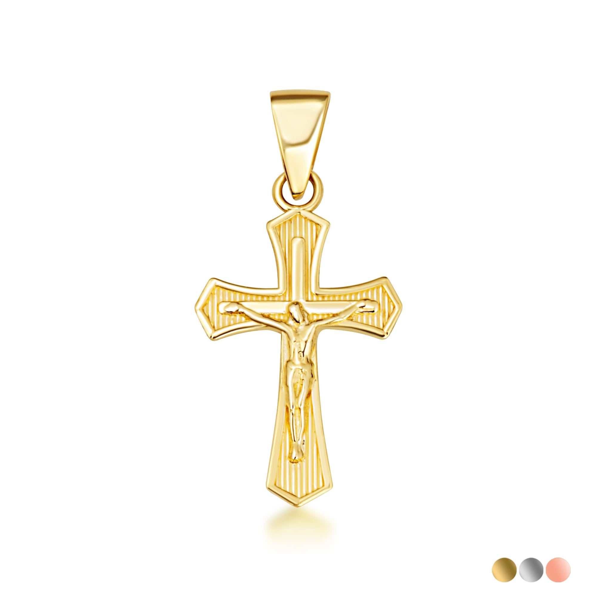 Gold Cross Crucifix Faith Pendant Necklace