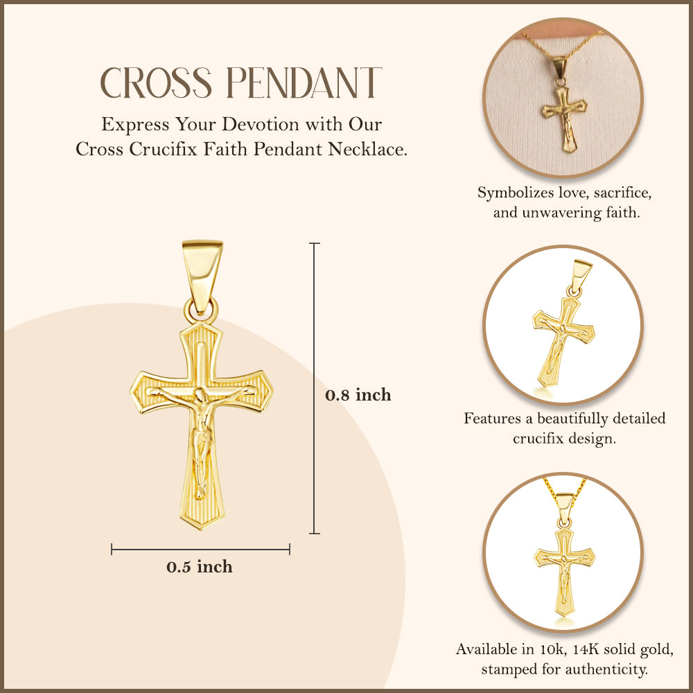 Gold Cross Crucifix Faith Pendant Necklace, view 3