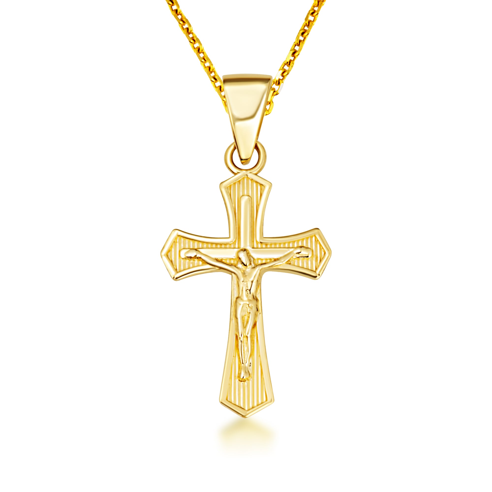 Gold Cross Crucifix Faith Pendant Necklace, view 4