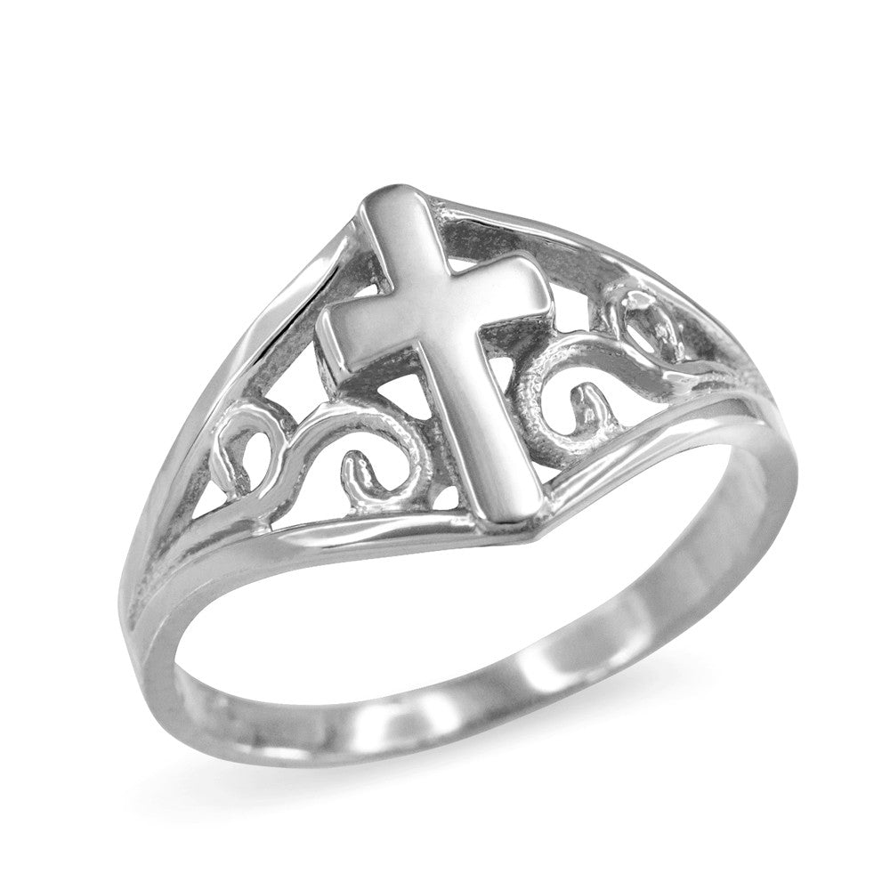 Gold Cross Filigree Ring, view 3