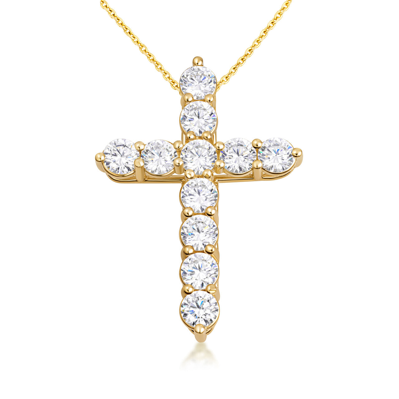 Gold Cross Necklace with Cubic Zirconia, view 5