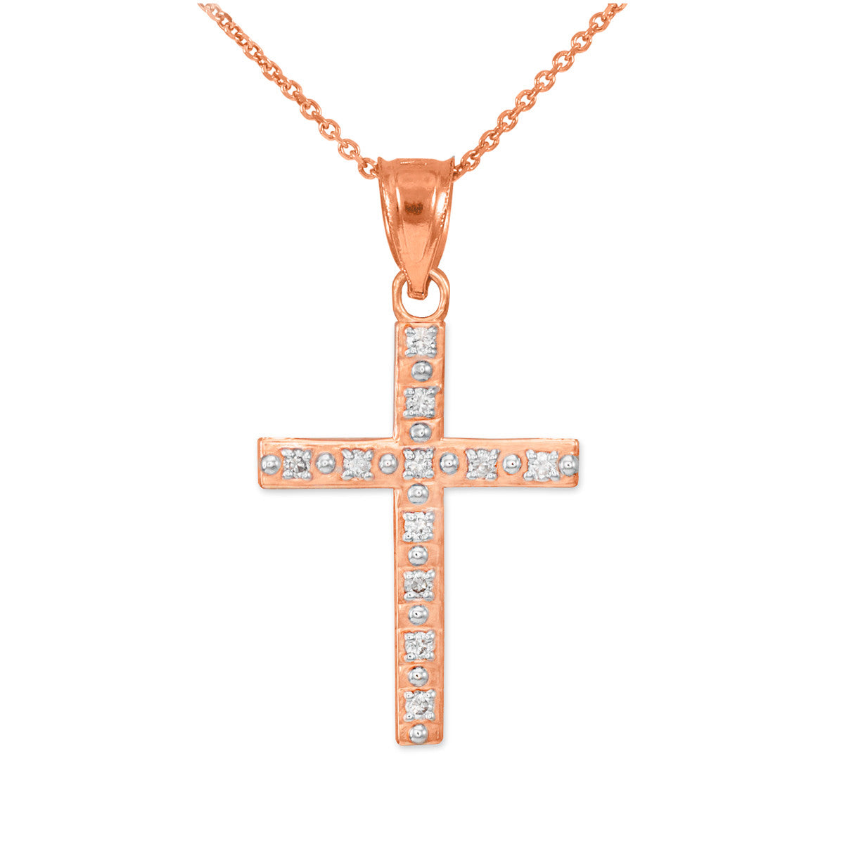Gold Cross Pendant Necklace with Diamonds, view 2