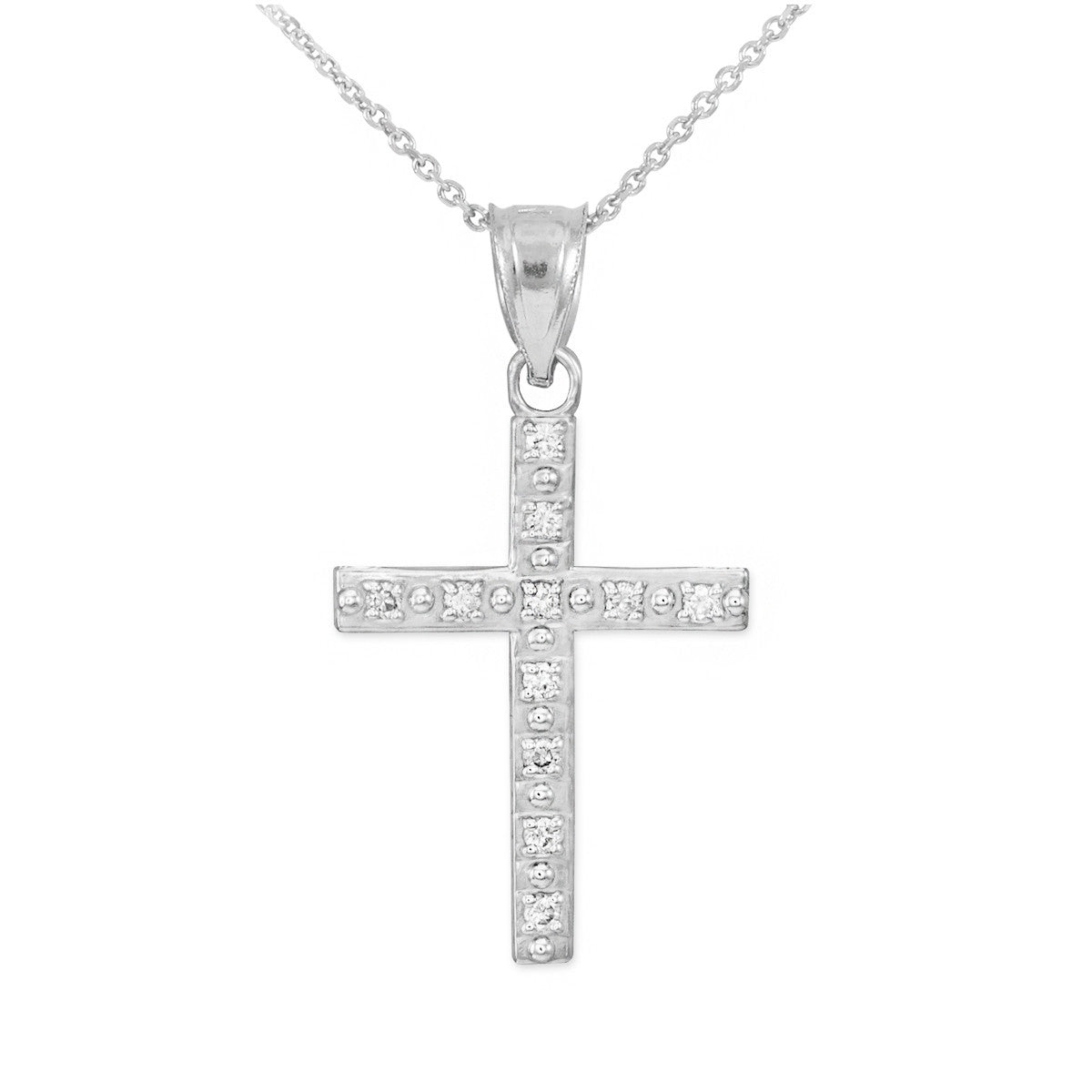 Gold Cross Pendant Necklace with Diamonds, view 3