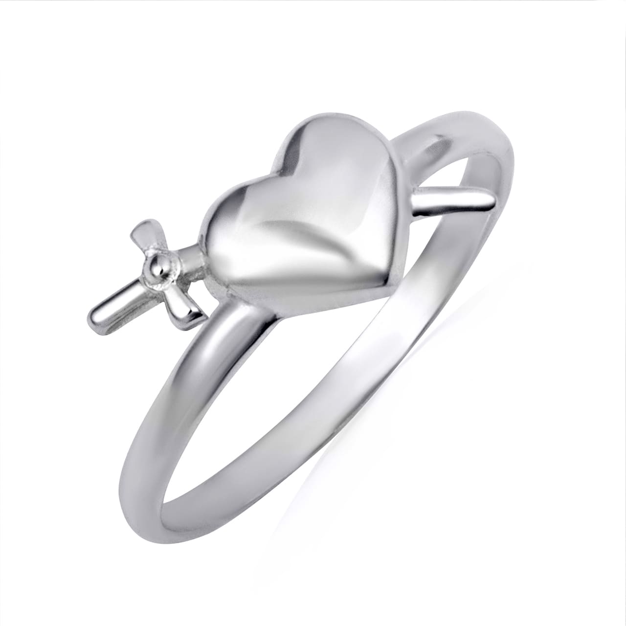 Gold Cross Sword Heart Ring, view 3