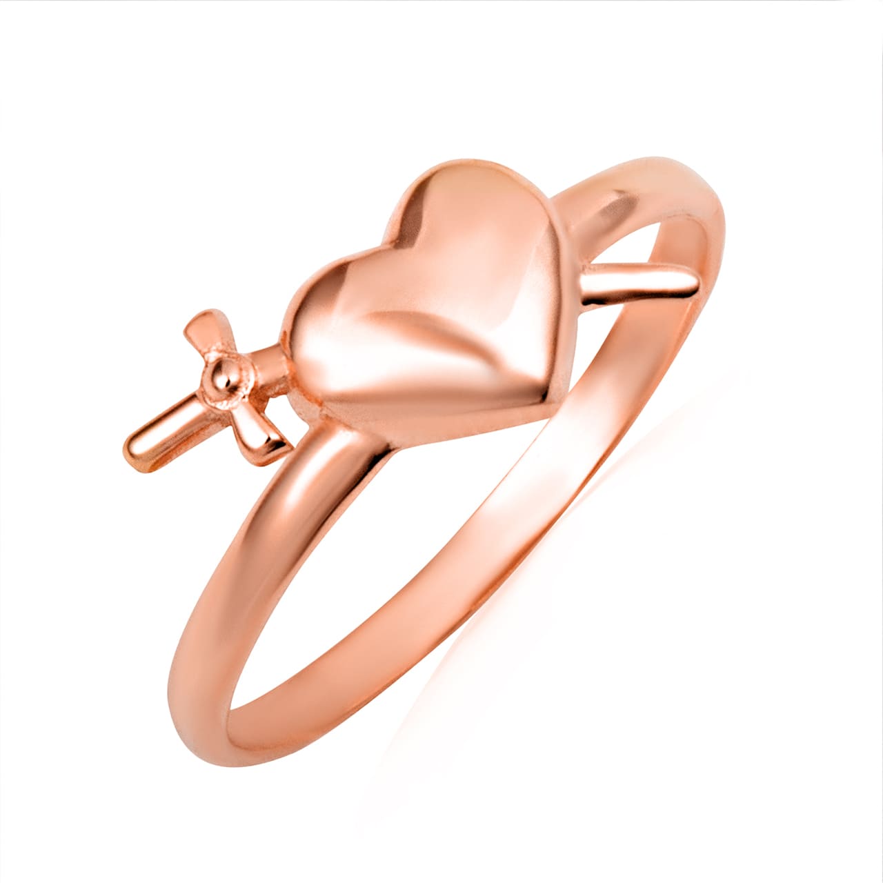 Gold Cross Sword Heart Ring, view 4
