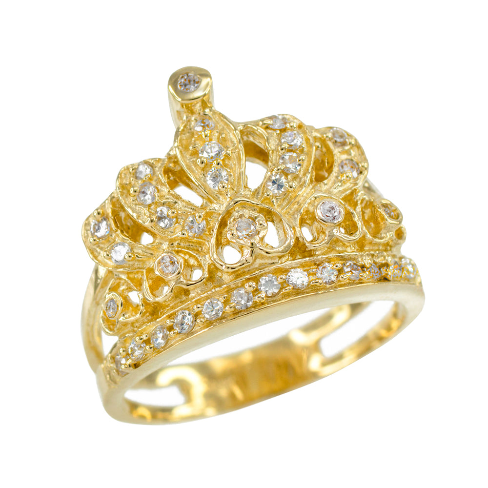 Gold Crown CZ Ring