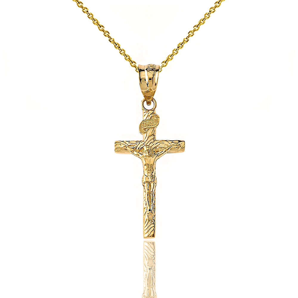 Gold Crucifix Pendant Jesus Cross Necklace (1.18")