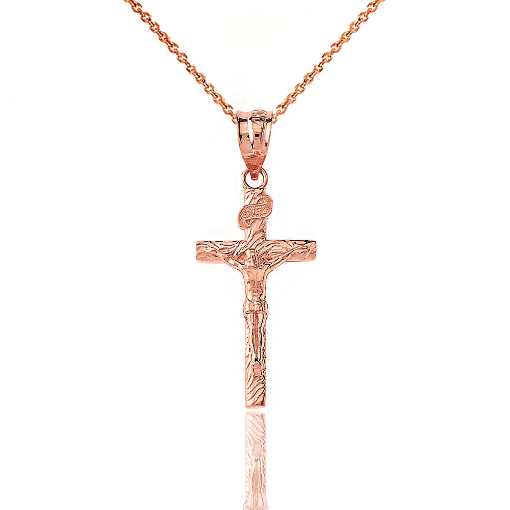 Gold Crucifix Pendant Jesus Cross Necklace (1.18"), view 3