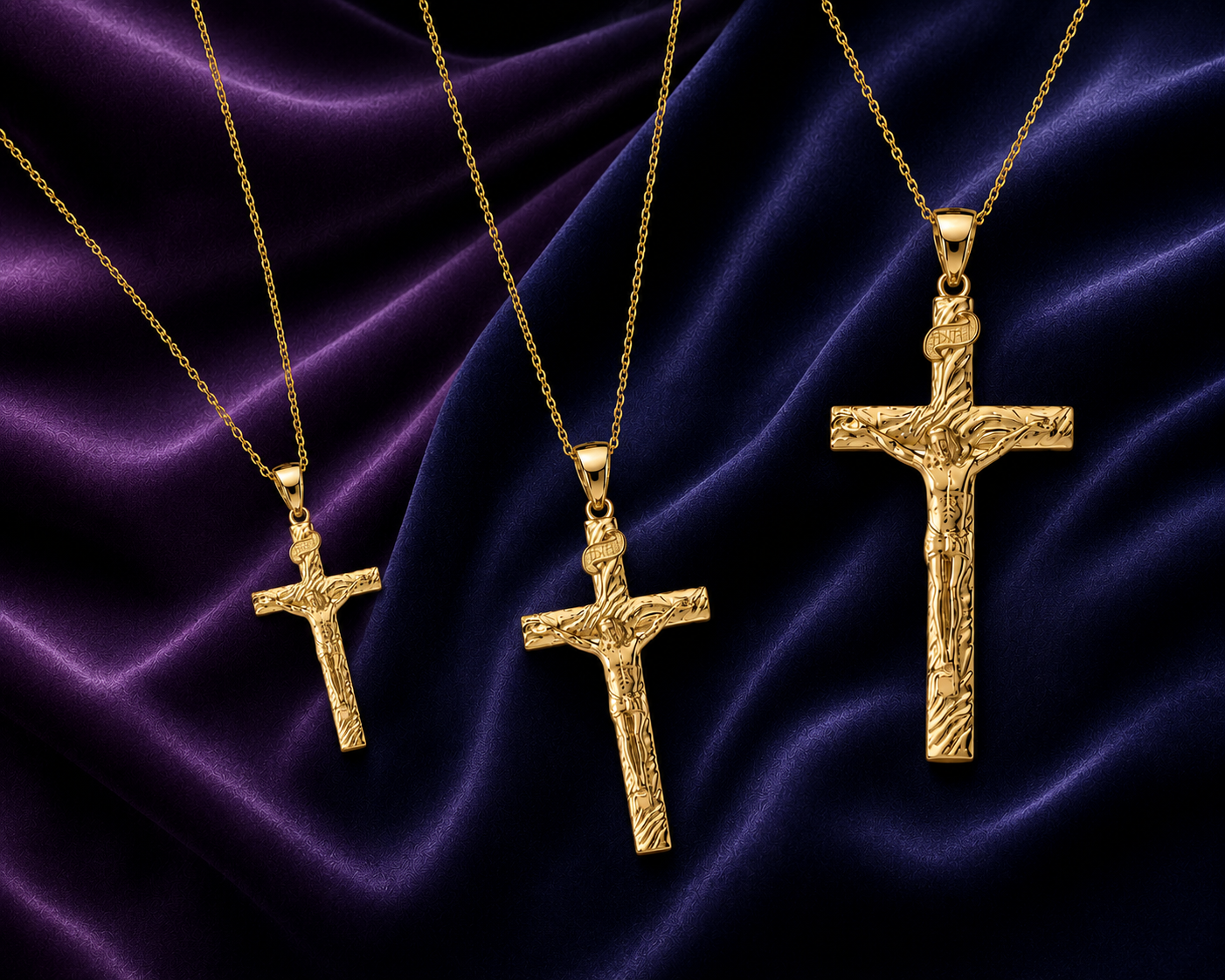 Gold Crucifix Pendant Jesus Cross Necklace (1.18"), view 9