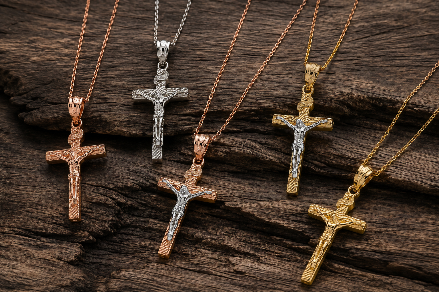 Gold Crucifix Pendant Jesus Cross Necklace (1.18"), view 10