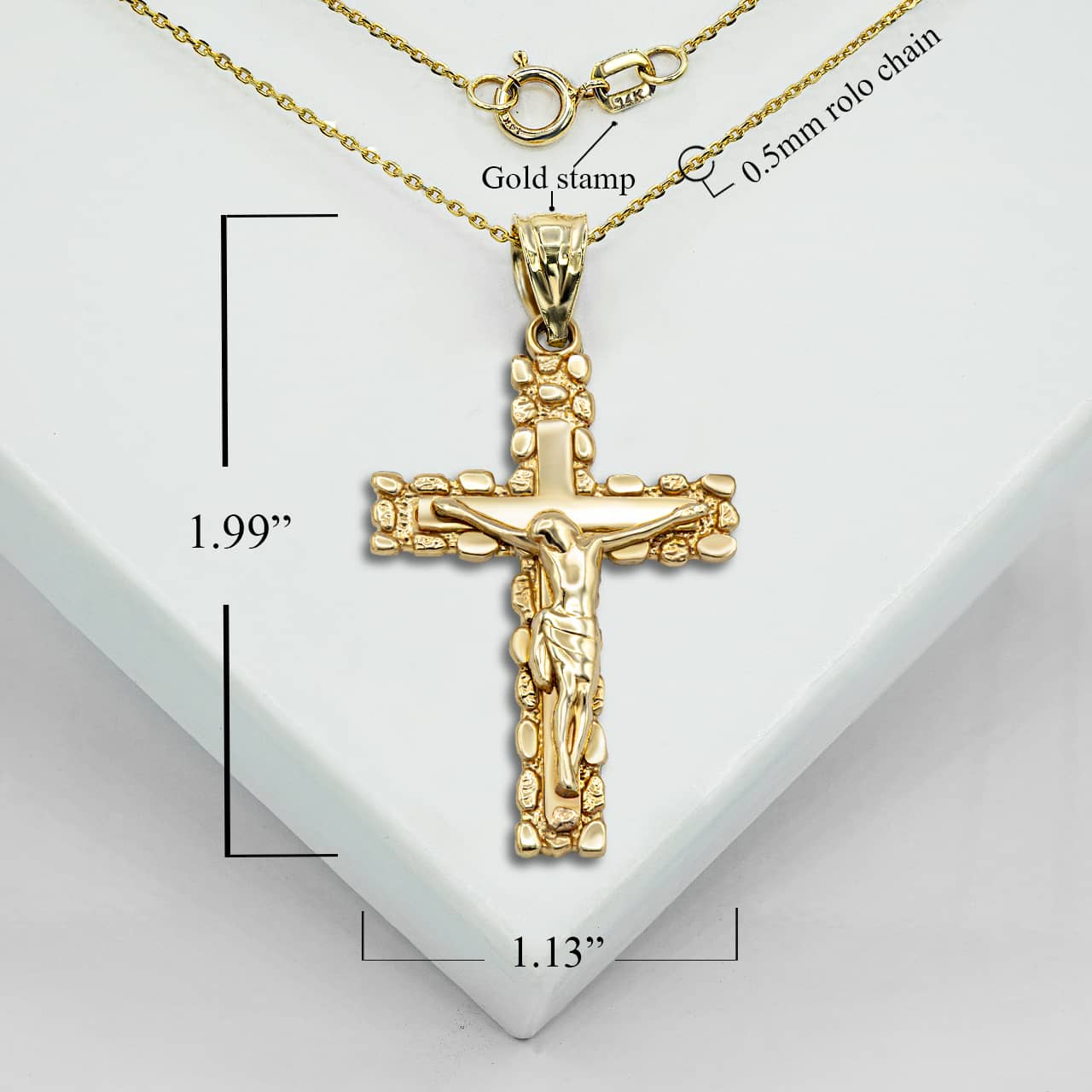 Gold Crucifix Pendant Necklace SM/LG, view 2