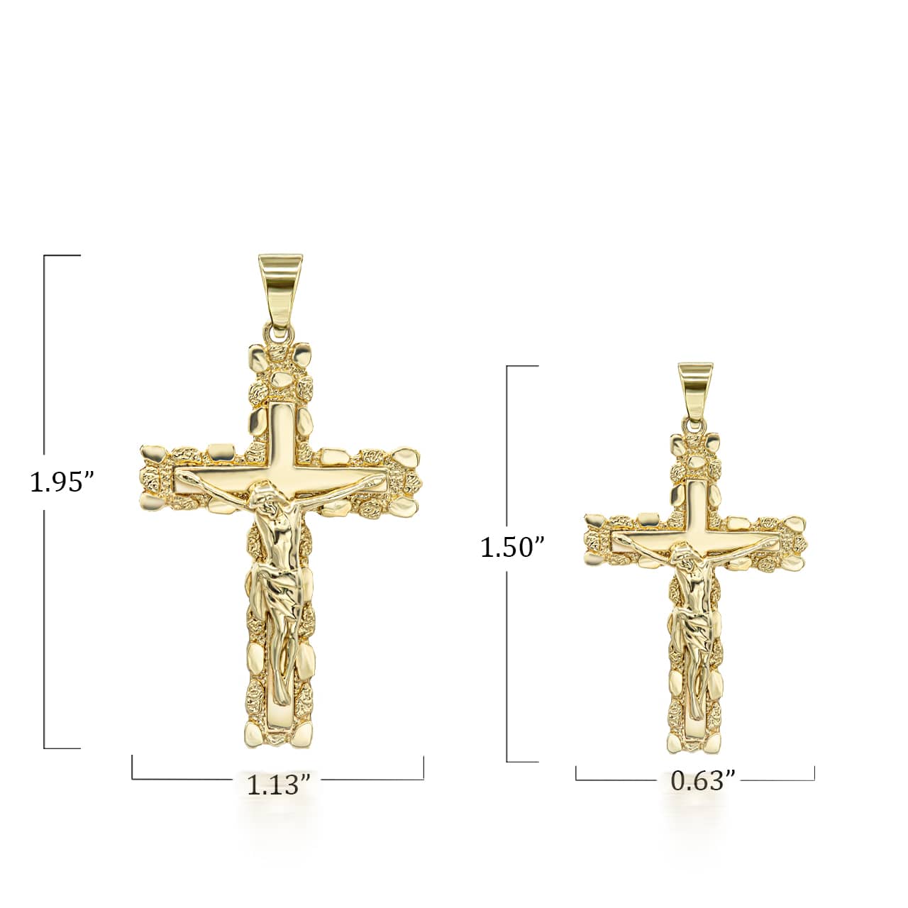 Gold Crucifix Pendant Necklace SM/LG, view 3