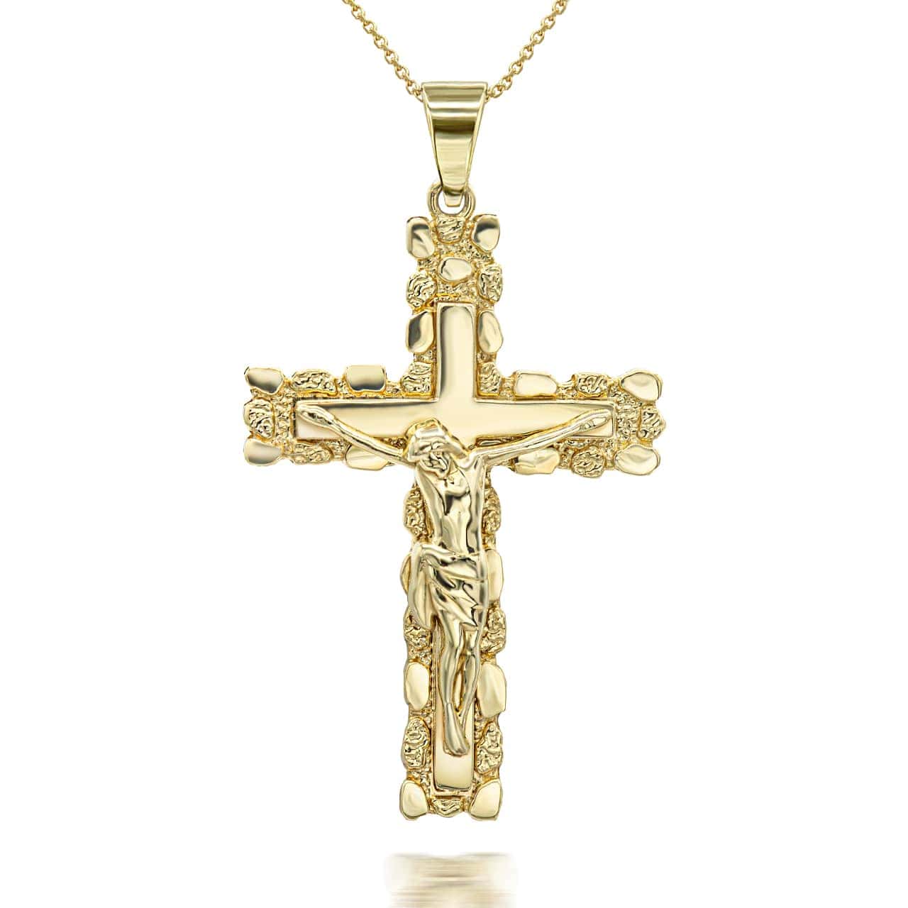 Gold Crucifix Pendant Necklace SM/LG, view 4