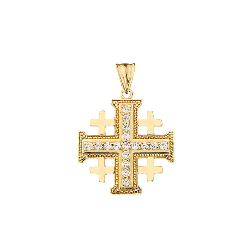 Gold Crusaders Cross Pendant Necklace, view 2